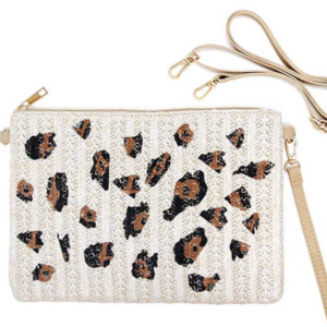 FASHION LEOPARD PRINT STRAW PATTERN CROSSBODY BAG