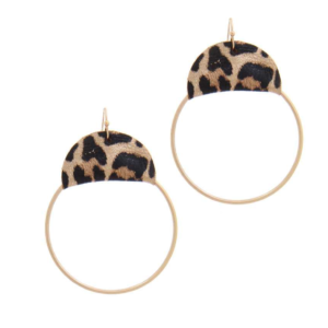 LEOPARD PRINT MODERN CIRCLE DROP EARRINGS