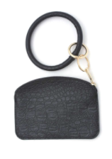 FAUX CROCODILE PATTERN KEY RING POUCH